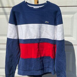 Lacoste Striped Blue, White, and Red Sweatshirt